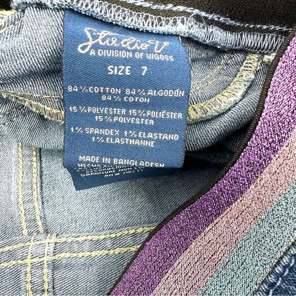 Girls blue jean shorts set of 2 Wonder Nation & Studio V Sz M 7/8 - Picture 5 of 11